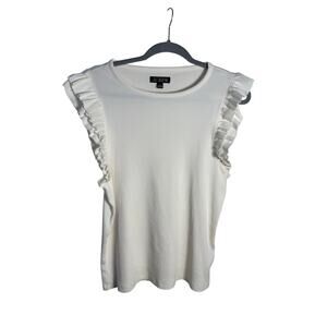 J.Crew Ribbed Vintage Tank Women's XL White Ruffle Sleeve
